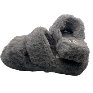 Simmi London Grey Fuzzy Slippers